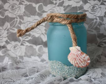 Set of Rustic Mason Jars-Rustic Beach Wedding Decor, Caribbean Wedding Decor, Table decor, Table giveaways, Beach Wedding decor