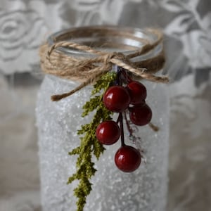 Winter mason jar, Christmas decor, Winter decor, Christmas mason jars, Winter home decor, Winter candle holder, Christmas home decor