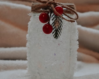 Snow Flake Mason Jar, Winter mason jar, Christmas decor, Winter decor, Christmas mason jars, Winter home decor, Christmas home decor