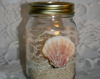 Set of 5 Rustic Mason Jars-Rustic Beach Wedding Decor