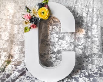 Flower Letter, Simple, Floral Letters, 16" X 10", Large Floral Letter, Custom Floral Letter