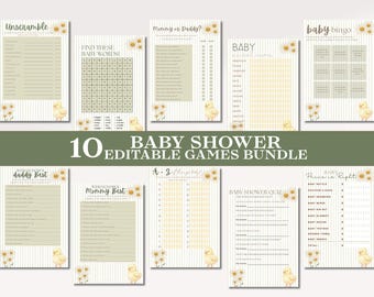 Duck Baby Shower Games Bundle Printable, Duckling Baby Shower Games Pack, Neutral Baby Shower Activities, Baby Shower Games Instant Download