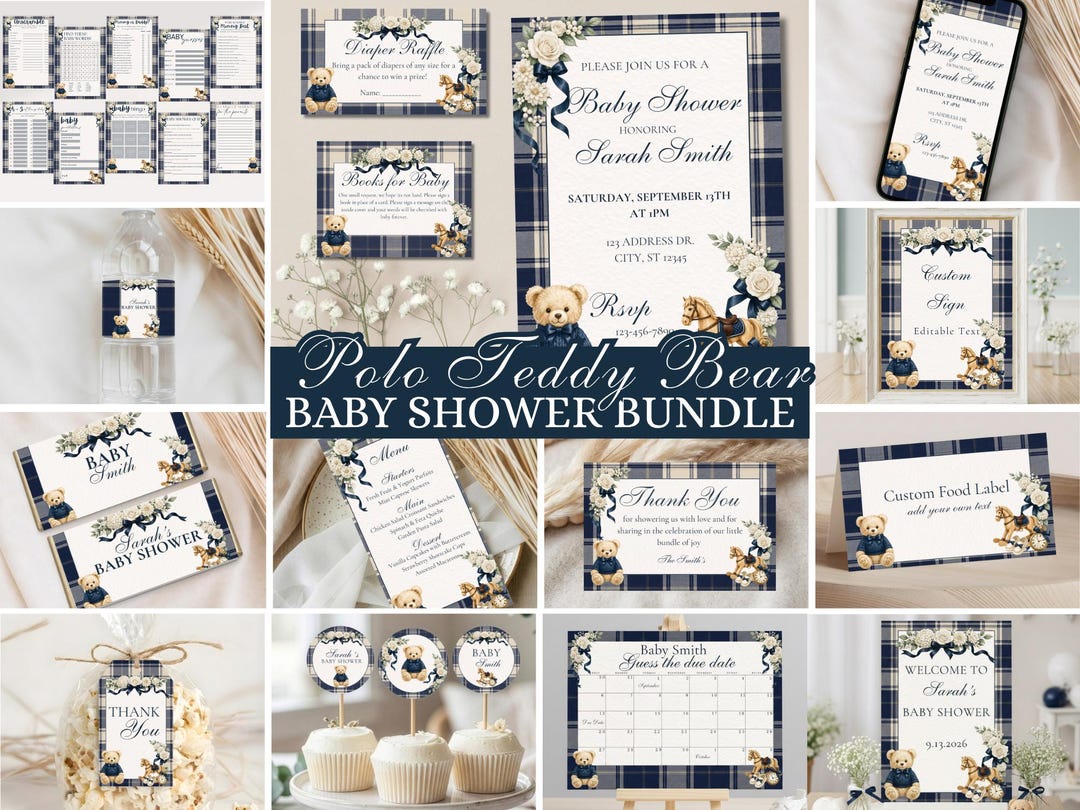 Ralph Lauren Baby Shower Bundle Template, Polo Teddy Bear Baby Shower ...