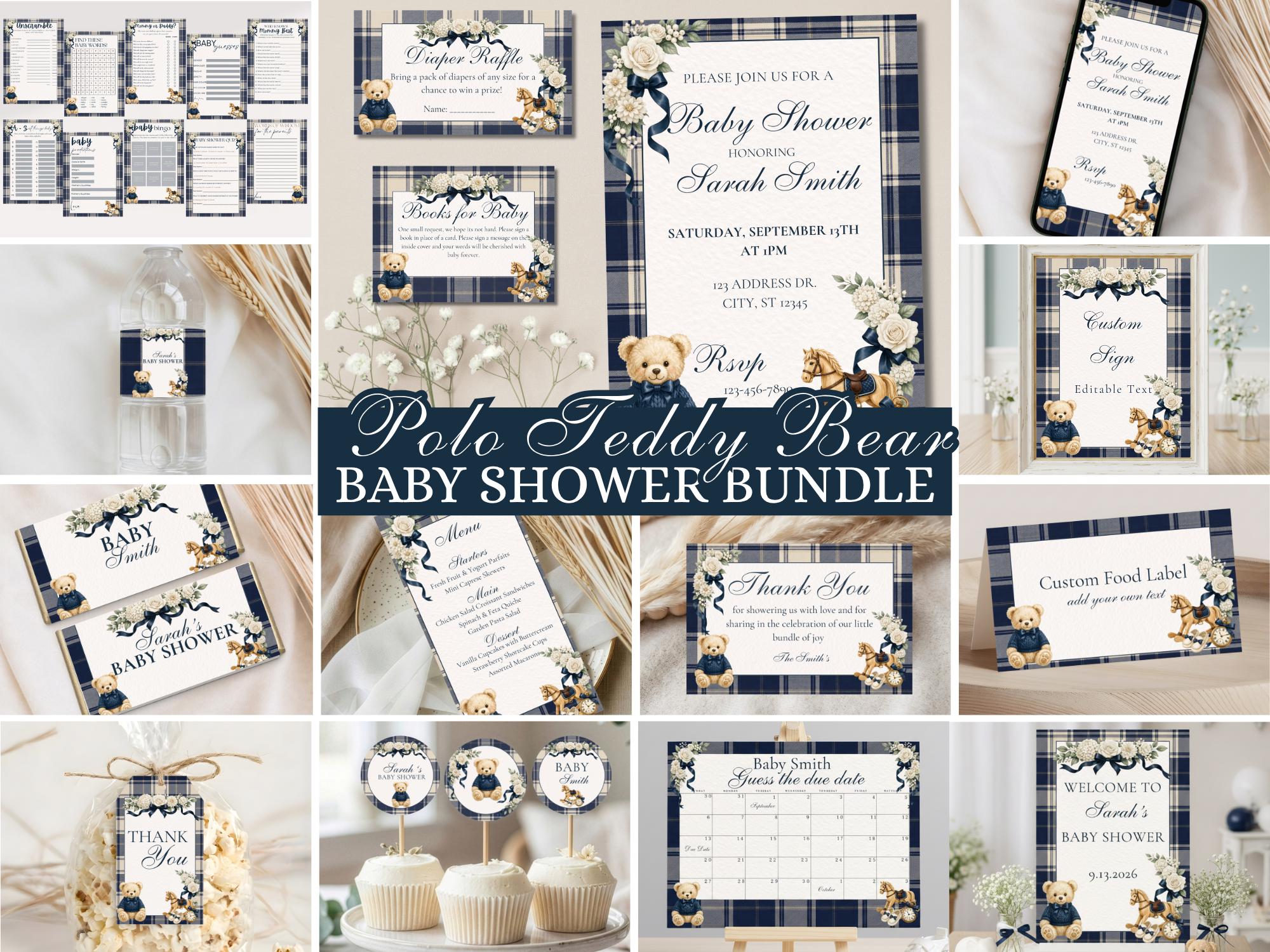 Ralph Lauren Baby Shower Bundle Template, Polo Teddy Bear Baby Shower ...