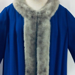 1950 evening outfit / Vintage coat and dress with fur and beaded embroidery / Large size