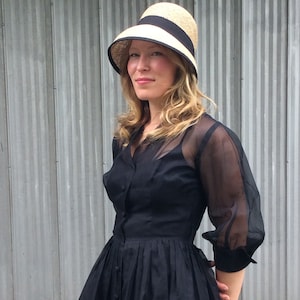 Vintage evening dress from the 50&#39;s - elegant black chiffon dress - Audrey Hepburn style