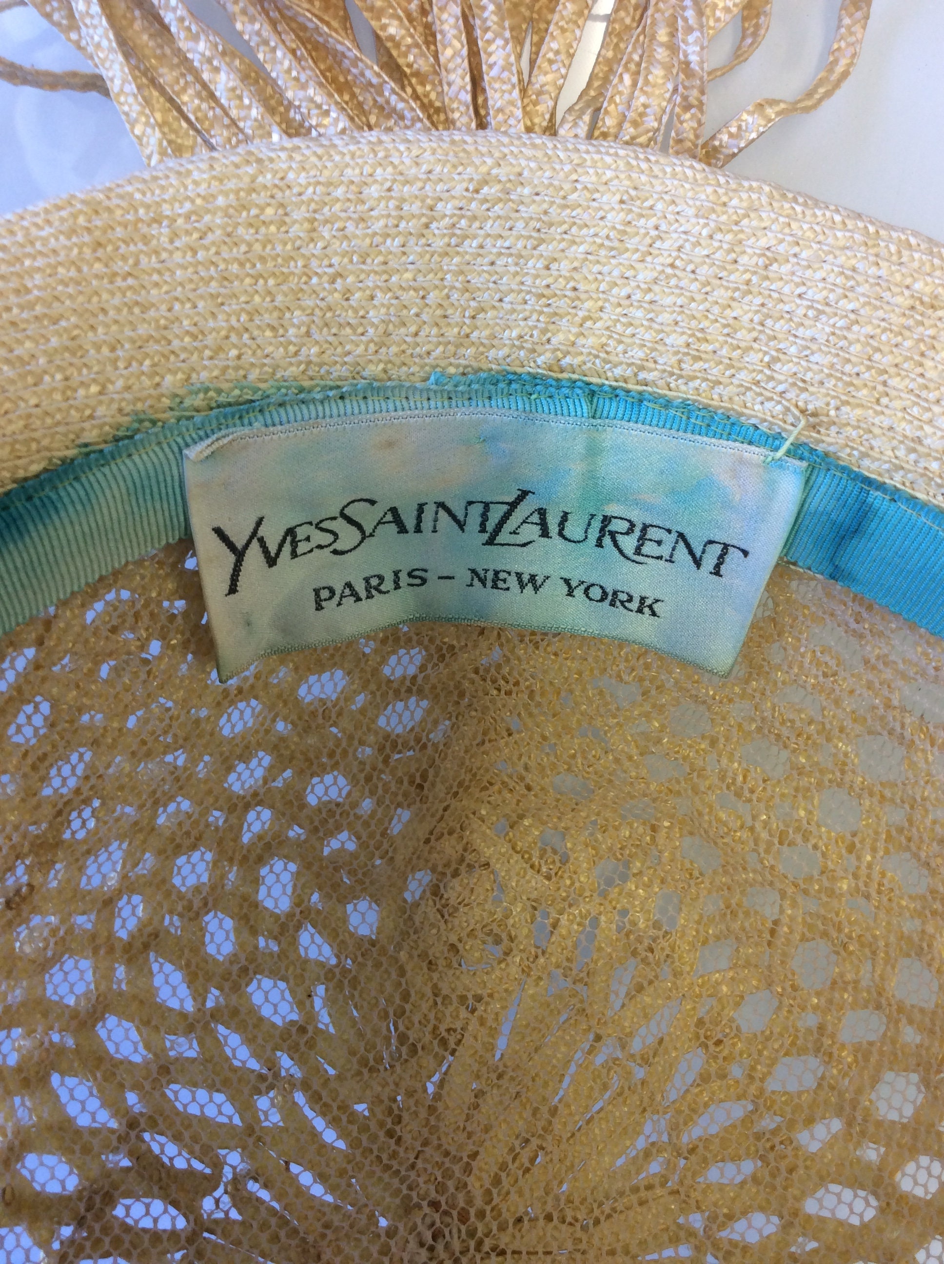 Vintage 1960s Yves Saint Laurent Paris - New York Woven/Straw Statement Hat Vintage Designer Yves Saint Laurent YSL Straw w/ Ribbon  main image 4