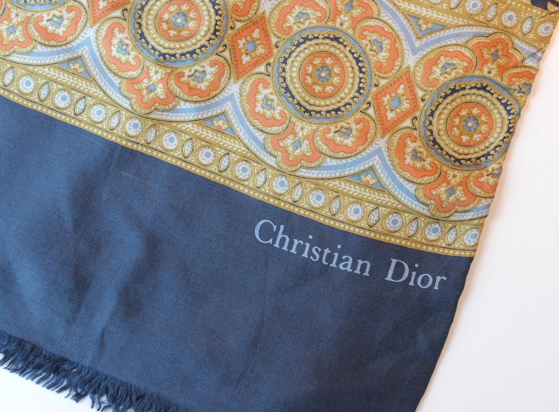 1960 Men Christian Dior Silk scarf / Vintage Designer paisley | Etsy