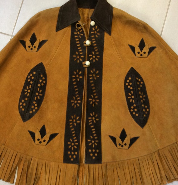 2017 Hippie Suede Cape / Large Vintage Two Tone Su
