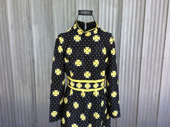 1970 MOD psychadelic dress - hippie chic geometric