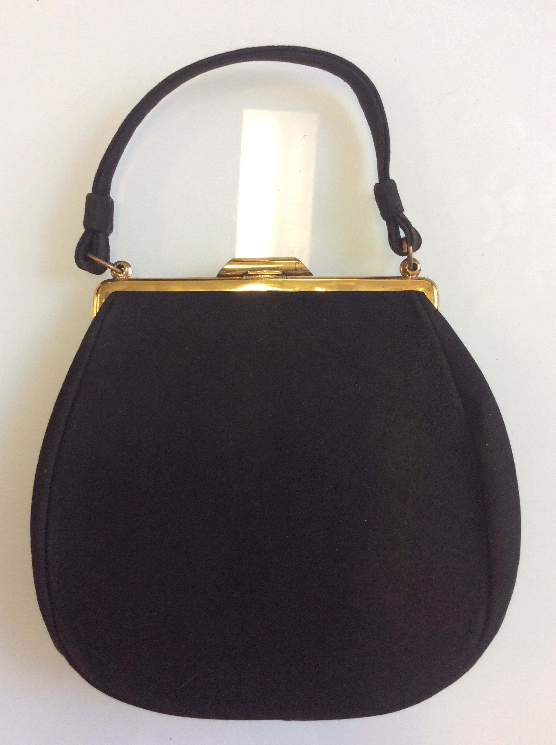 1950 Black Velvet purse / Chic handbag with golden ornaments Etsy 日本