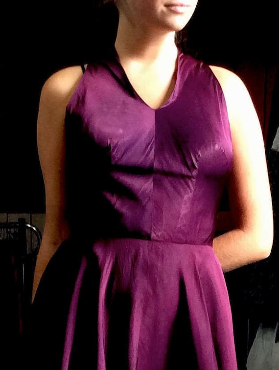 plum satin dress