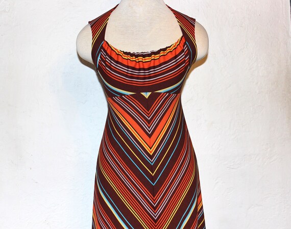1970 Psychadelic dress / Vintage geometric print m