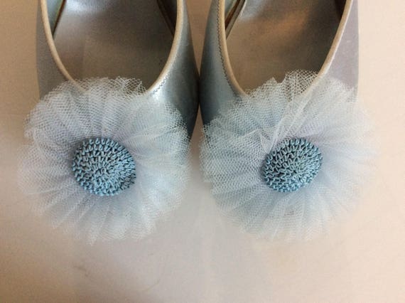 Vintage 1950's pin up Silk Slippers - Pale Blue Ho