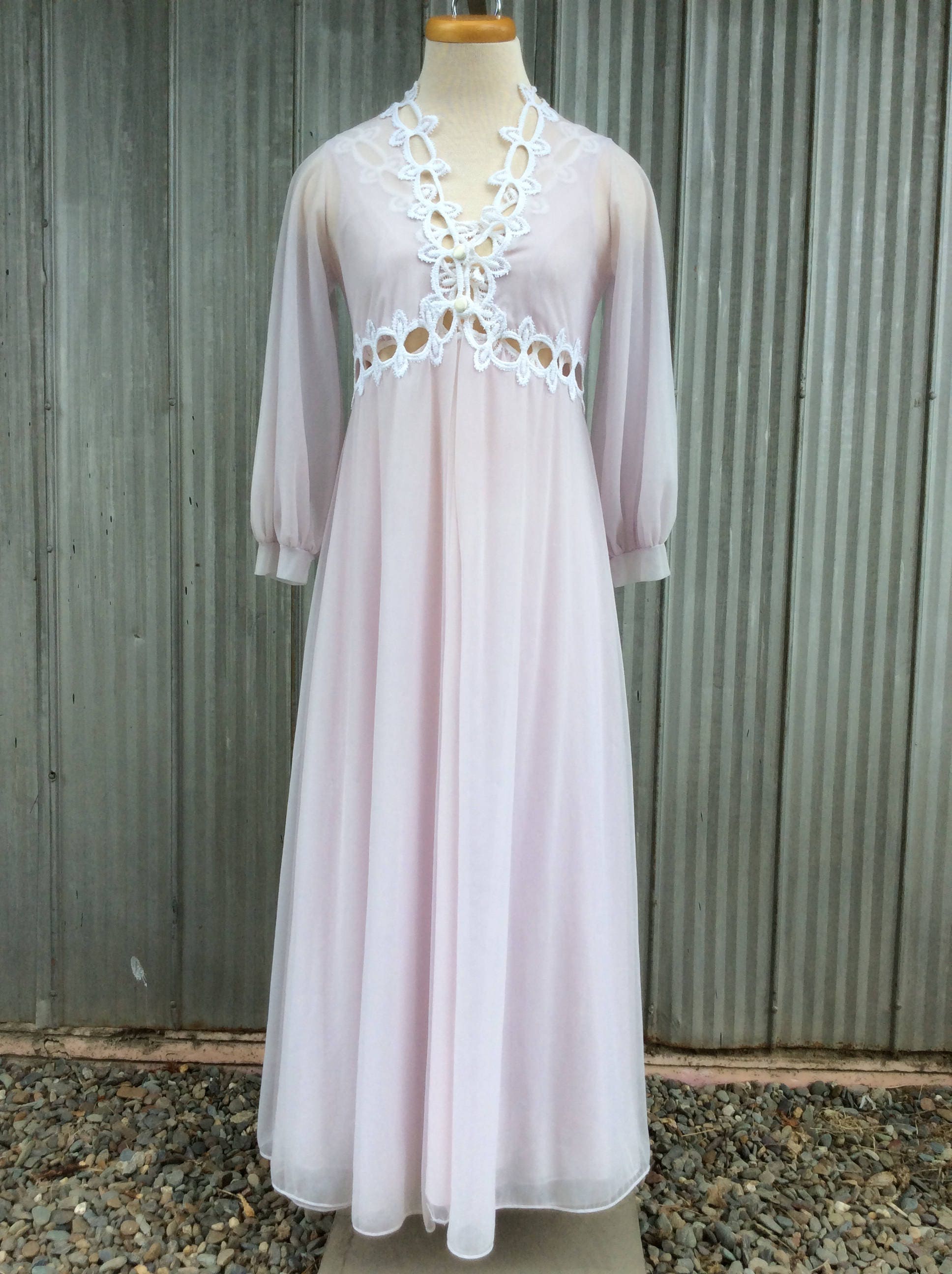 1960's Maxi Nightgown and Bathrobe Chic Lingerie Zaza Etsy New Zealand