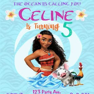 Moana Birthday Invitation: Personalized Digital Evite (JPG File)