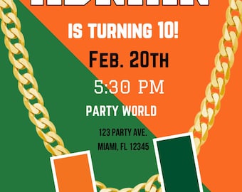University of Miami Birthday Invitation: Hurricanes Theme (Digital Download)