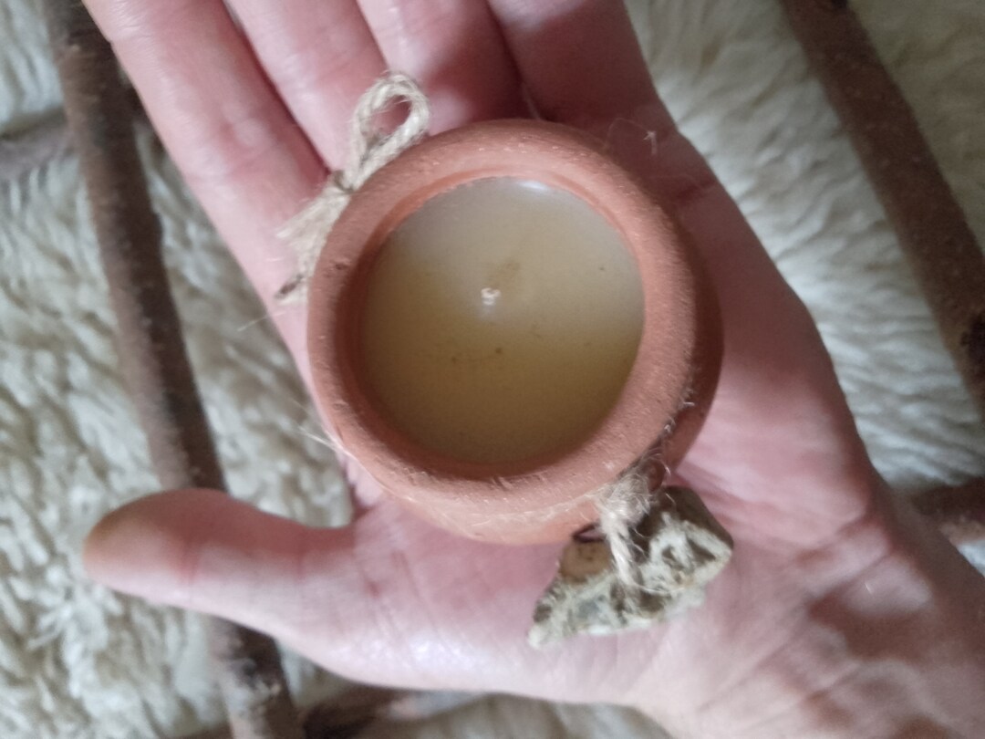 Neolithic Candle Clay Pot Candle Set Neolithic Hagstone Gifts Pagan Witch Wiccan Spells ...
