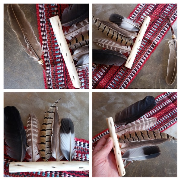 Shamanic Smudge Comb Fan - aura space cleansing Feathers smudging sage  healing therapys holistic  pagan ceremony shamanic
