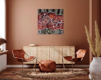 Aboriginal painting in acrylics on canvas Kangaroo Spirit comes with a certificate