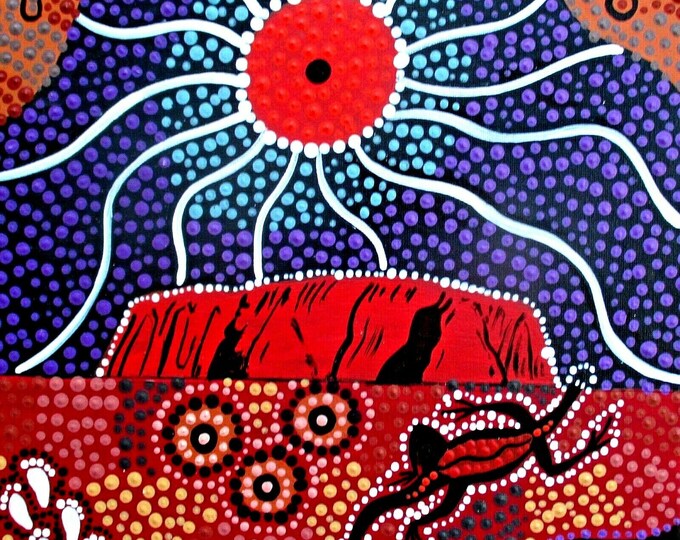 New Stunning Original Aboriginal Art Uluru Canvas Painting Dot Art Gift Idea COA Etsy