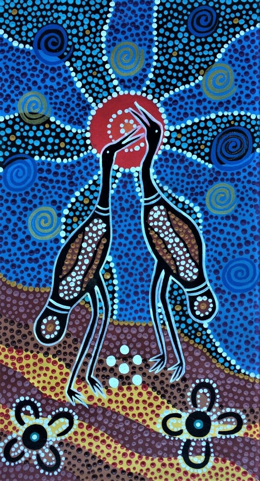New Stunning Aboriginal Painting on Canvas brolga Etsy