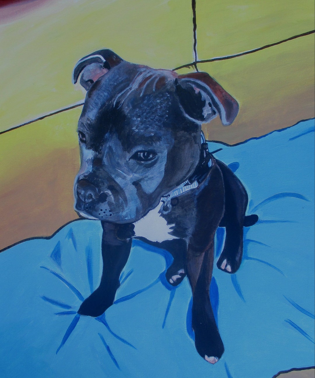 Custom Dog Portrait Painting on Canvas: Original Acrylic Pet Art - Etsy