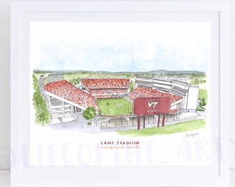 Watercolor Lane Stadium Print