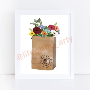 Chipotle Bag Floral Print  | Wall Decor