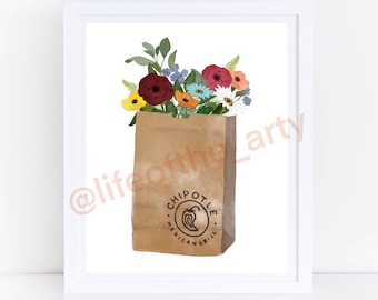 Chipotle Bag Floral Print  | Wall Decor
