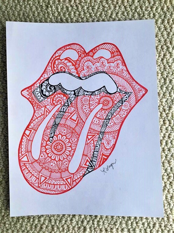 Hand Drawn Rolling Stones Logo Print