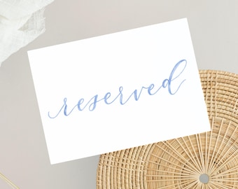 Enseigne aquarelle bleue « Reserved » - téléchargement numérique
