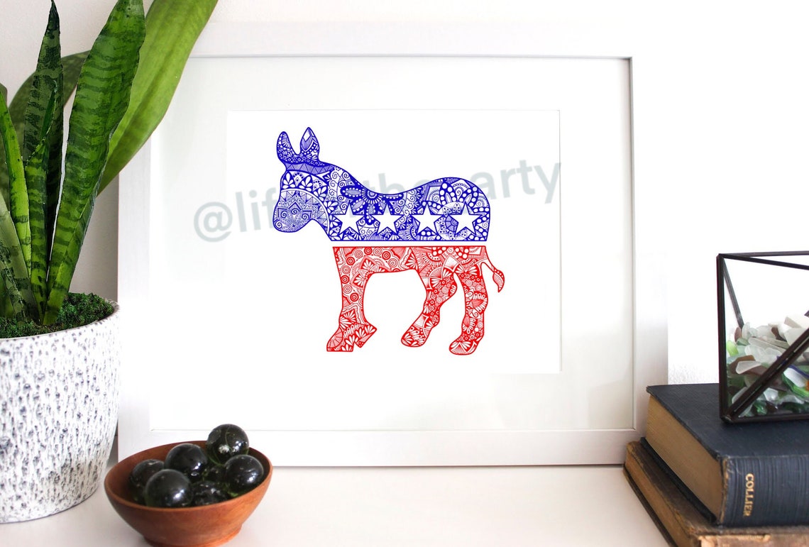 Hand-drawn Democratic Donkey Logo Print - Etsy