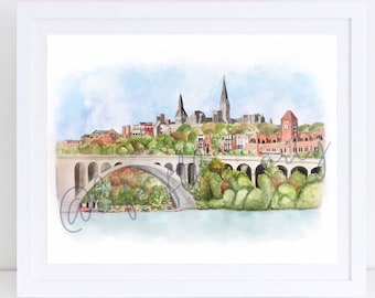 Georgetown Waterfront Watercolor Print