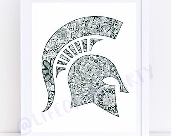 Impression dessinée à la main du logo de l'État du Michigan | Décoration murale