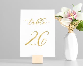 Numéros de table aquarelle dorés (1-26) - téléchargement numérique