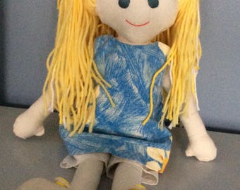 Hand Made Hand Stitched Rag Doll Camille