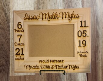 Wooden Engraved Baby Stat Frame