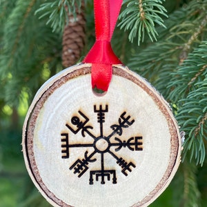 Yule Ornaments, Vegvisir Ornament, Mjolnir Ornament, Helm of Awe, Pagan Ornament, Norse Ornament image 4