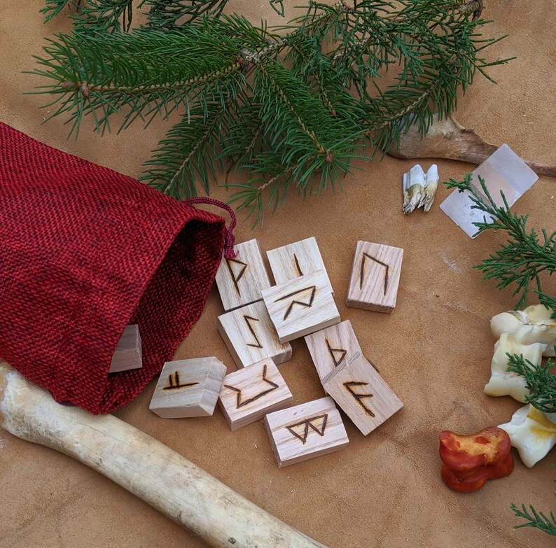 Wood Rune Set Ash Rune Set Norse Divination Wicca Pagan - Etsy