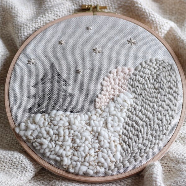 Broderie "Sapin sous les étoiles"