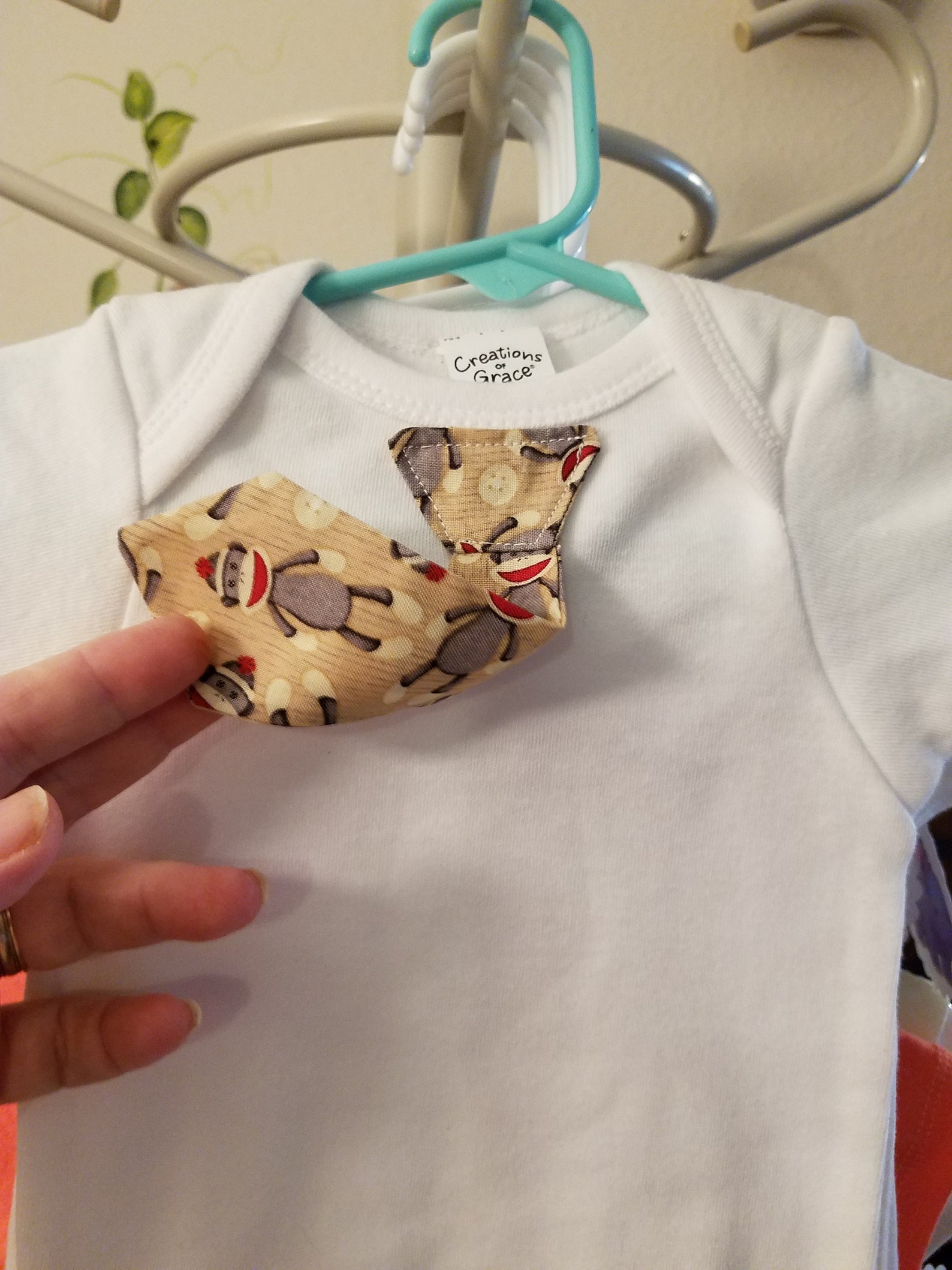 Size 03 Months Baby Onesie With Sock Monkey Tie Etsy