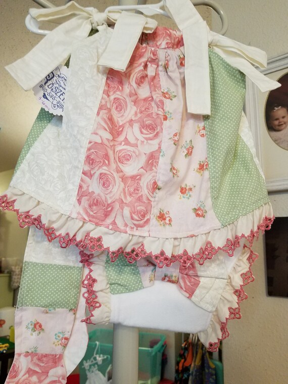 Size 3-6 months Shabby Chic Baby PILLOWCASE Dress with Matching Bloomers and Head Wrap Size 3-6 months Shabby Chic Baby PILLOWCASE Dress with Matching Bloomers and Head Wrap
