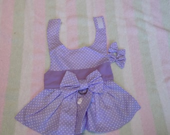 Large Pet Dress Harness Purple with Bow