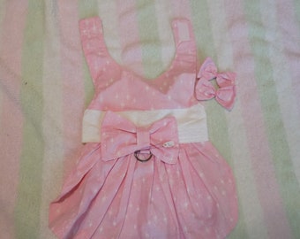 Large Pet Dress Harness Pink with Stars