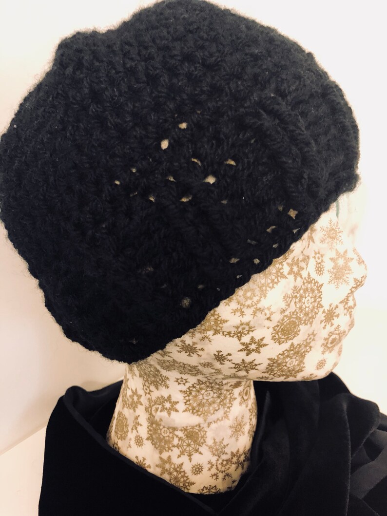 Soft black wool beanie with great texture Free domestic shipping