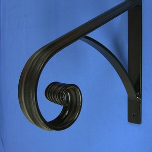 1 or 2 Step Black (Medium size style) Stair Handrail, SOLID STEEL, Railing, Wrought Iron, Metal hand rail,Sturdy Victorian