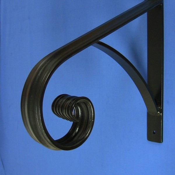 1 or 2 Step Black (Medium size style) Stair Handrail, SOLID STEEL, Railing, Wrought Iron, Metal hand rail,Sturdy Victorian