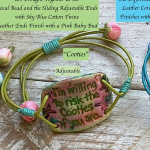 Whimsical, Organic Bracelet Focals with Fun, Colorful Phrases