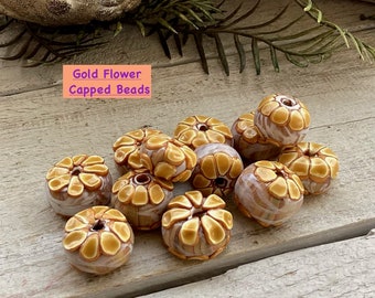 Petal Capped Beads  set of 6